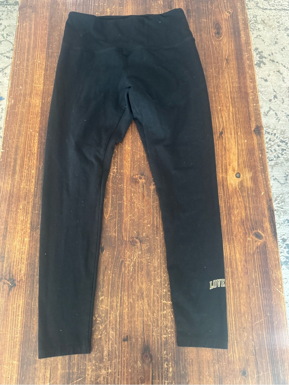 PINK Victoria's Secret Black Leggings with LOVE Accent